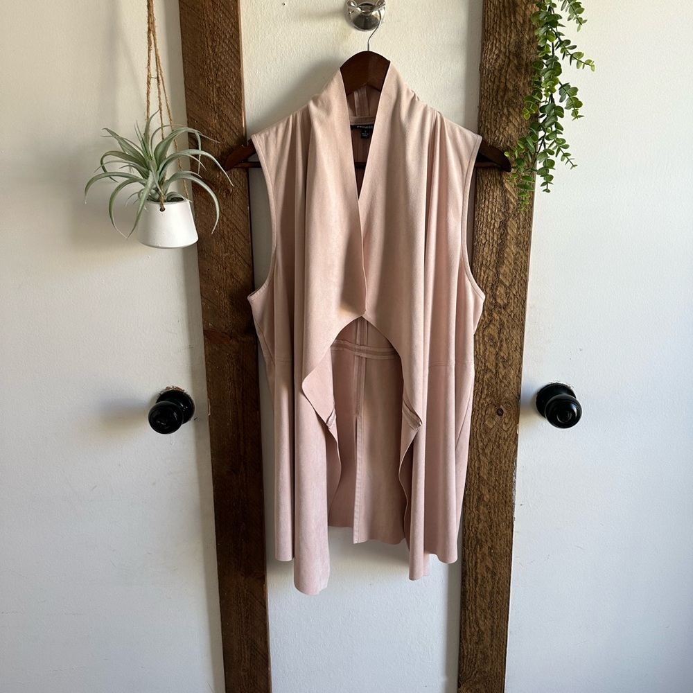 New Premise Women’s Faux Leather Suede Dusty Pink Vest Jacket Size Small - Picture 4 of 16